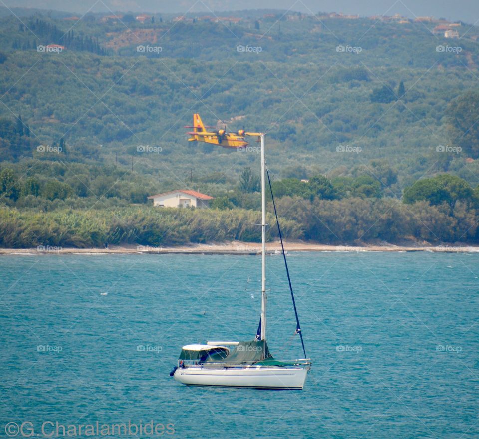 Fire-fighters in Petalidi, Messinia, Hellas