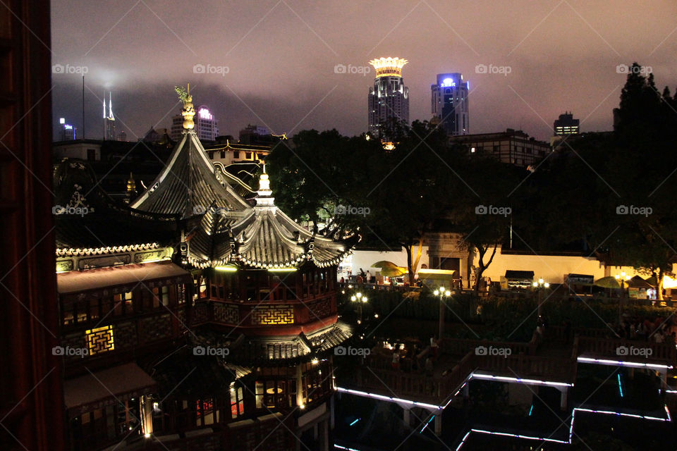 yuyuan by night. Yuyuan by night in Shanghai, China.