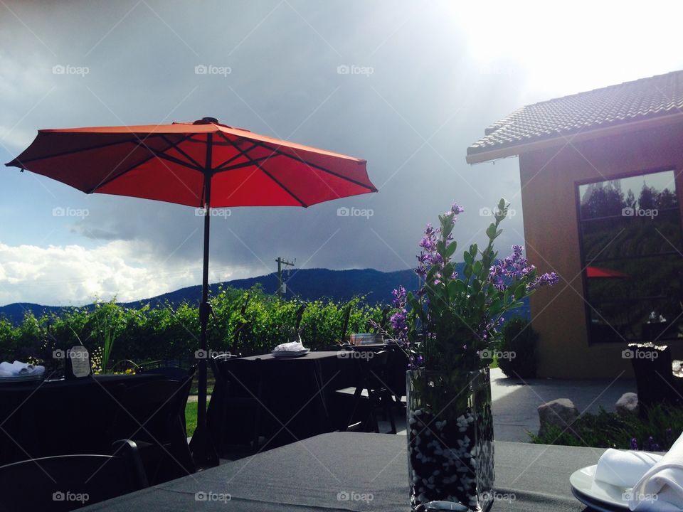 Stormy clouds and nice patio