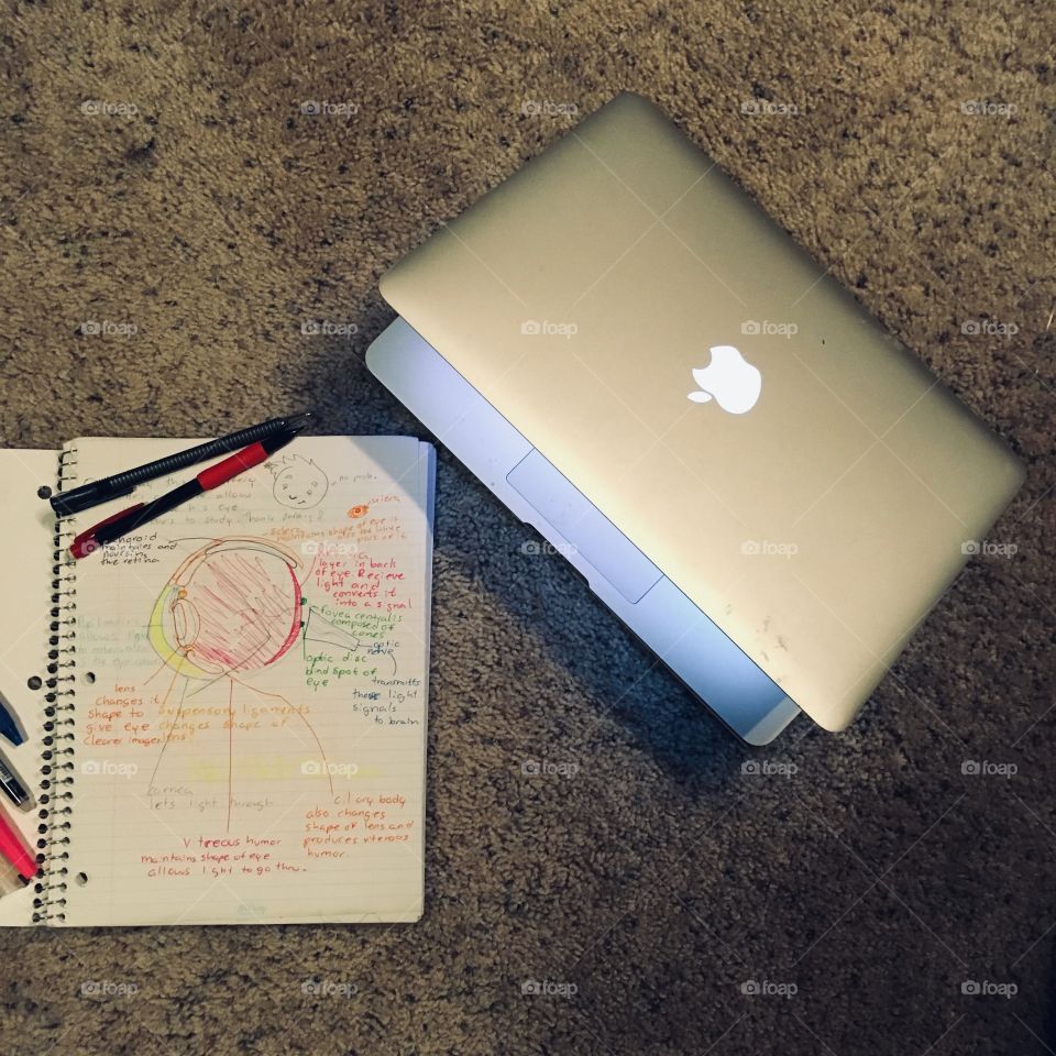 Laptop with bio notes 