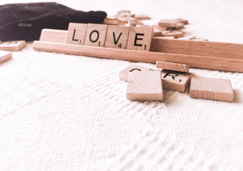 Love with scrabble letters 