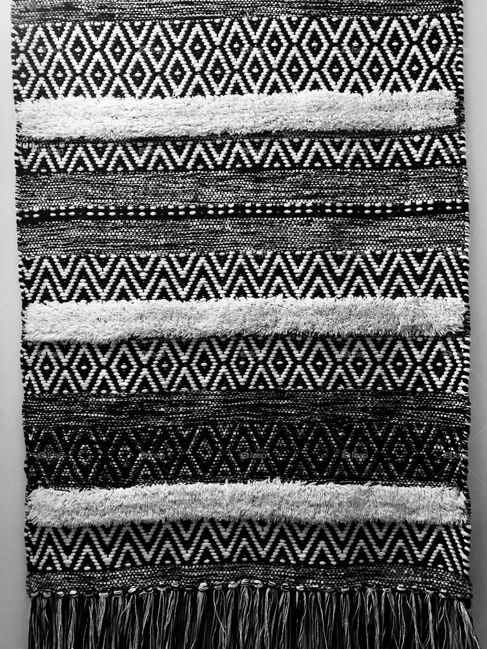 Macrame black and white tapestry