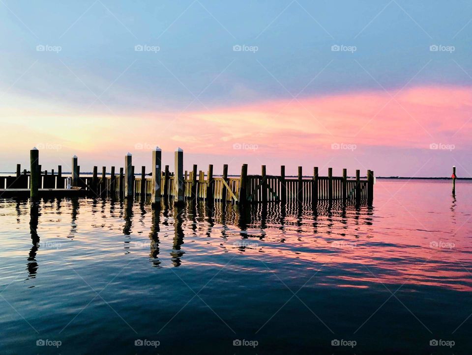 amazing sunset at a marina