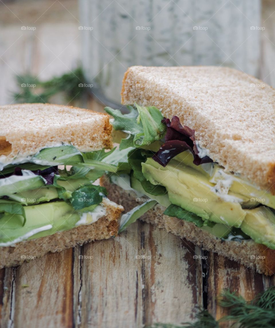 Avocado and cucumber sandwich 