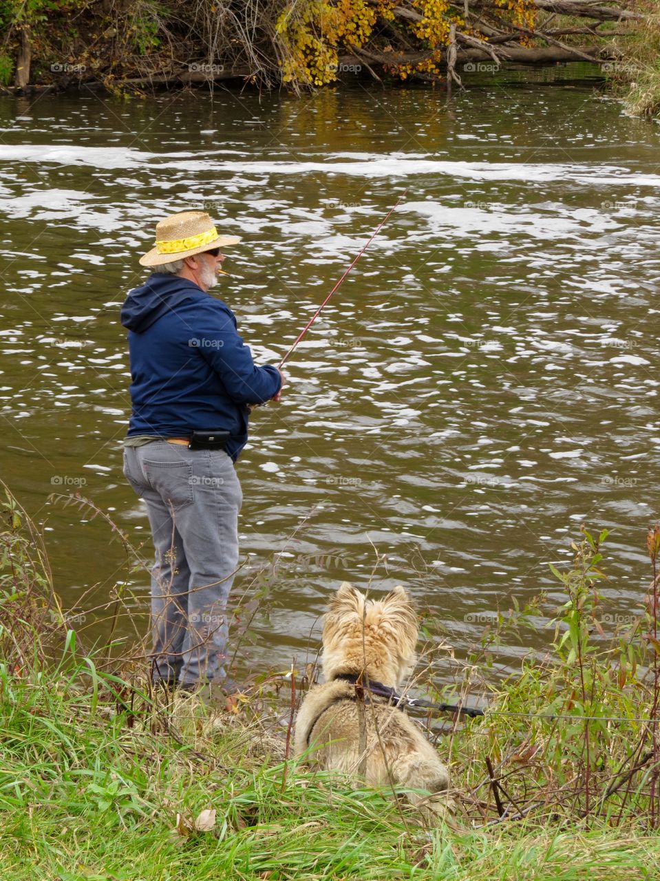 Sophie is very interested by this man fishing