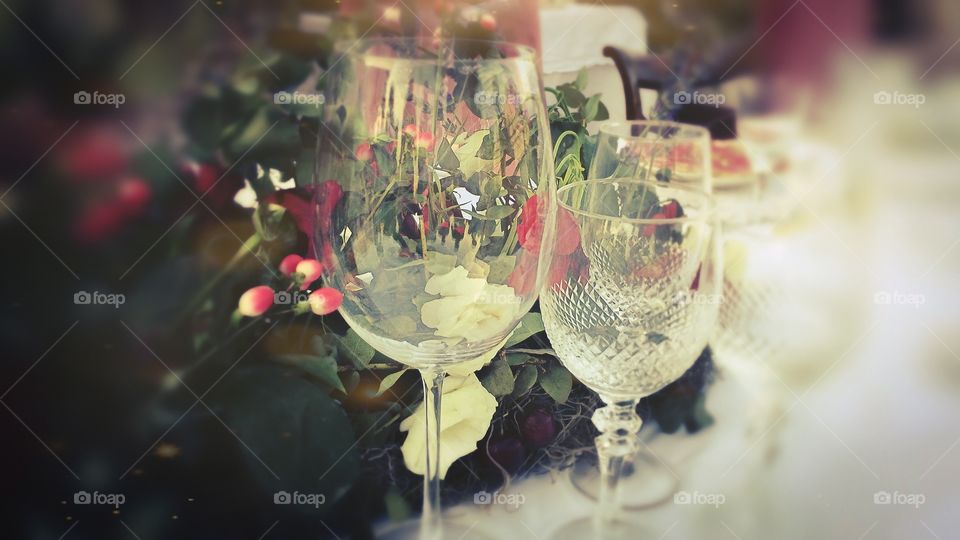 Wineglasses on a luxury table 