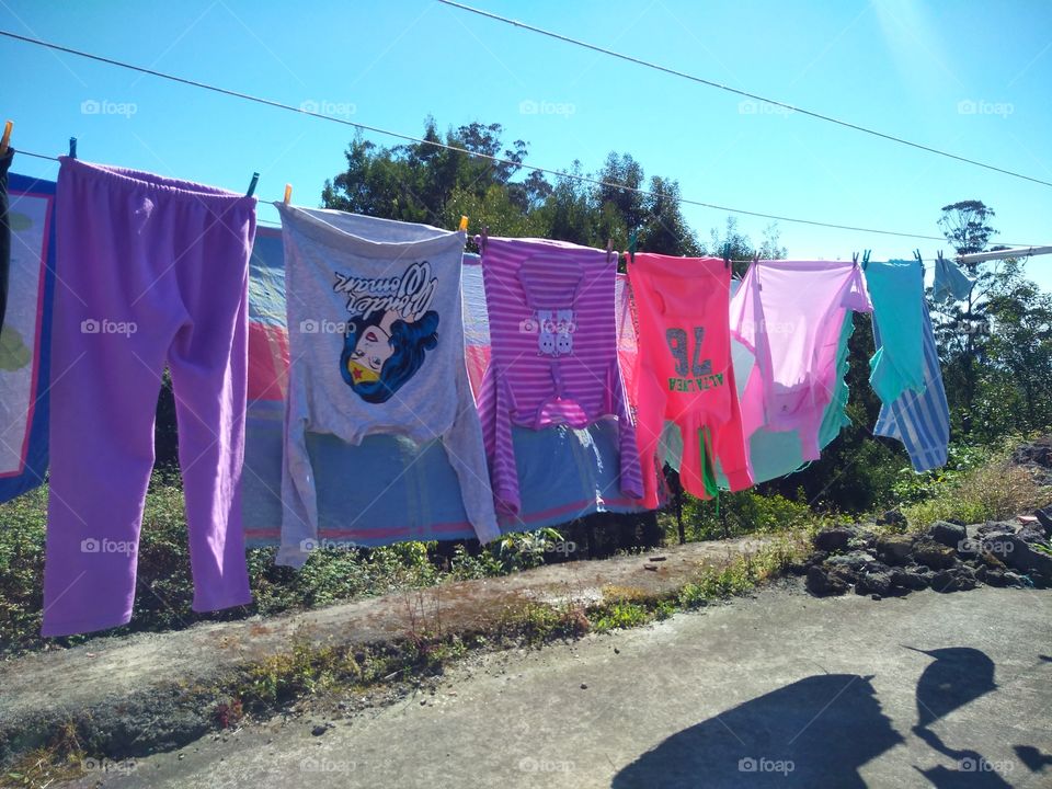 Clothes hanging near nature