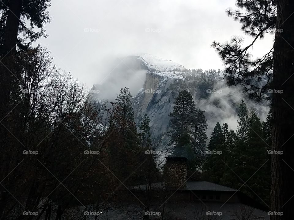 Half Dome in the clouds 2