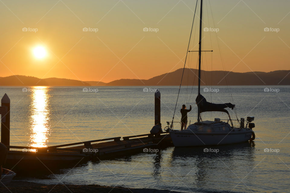 Going out to sea at sunset