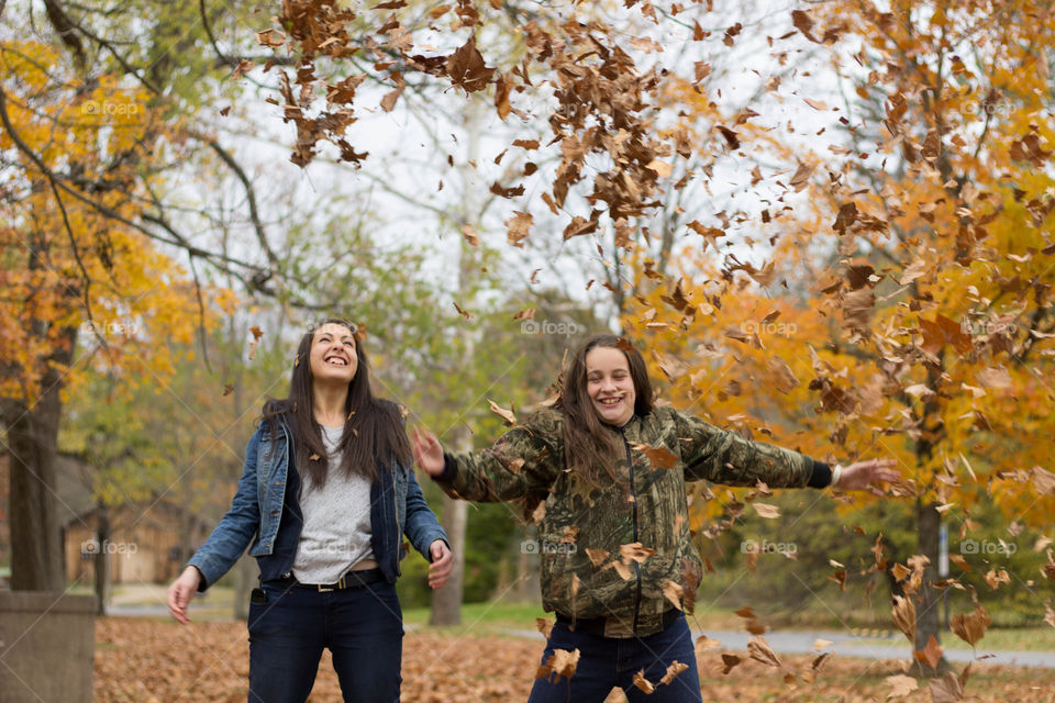 Sisters Enjoy Fall. My sisters enjoying the fall in PA at its peak.