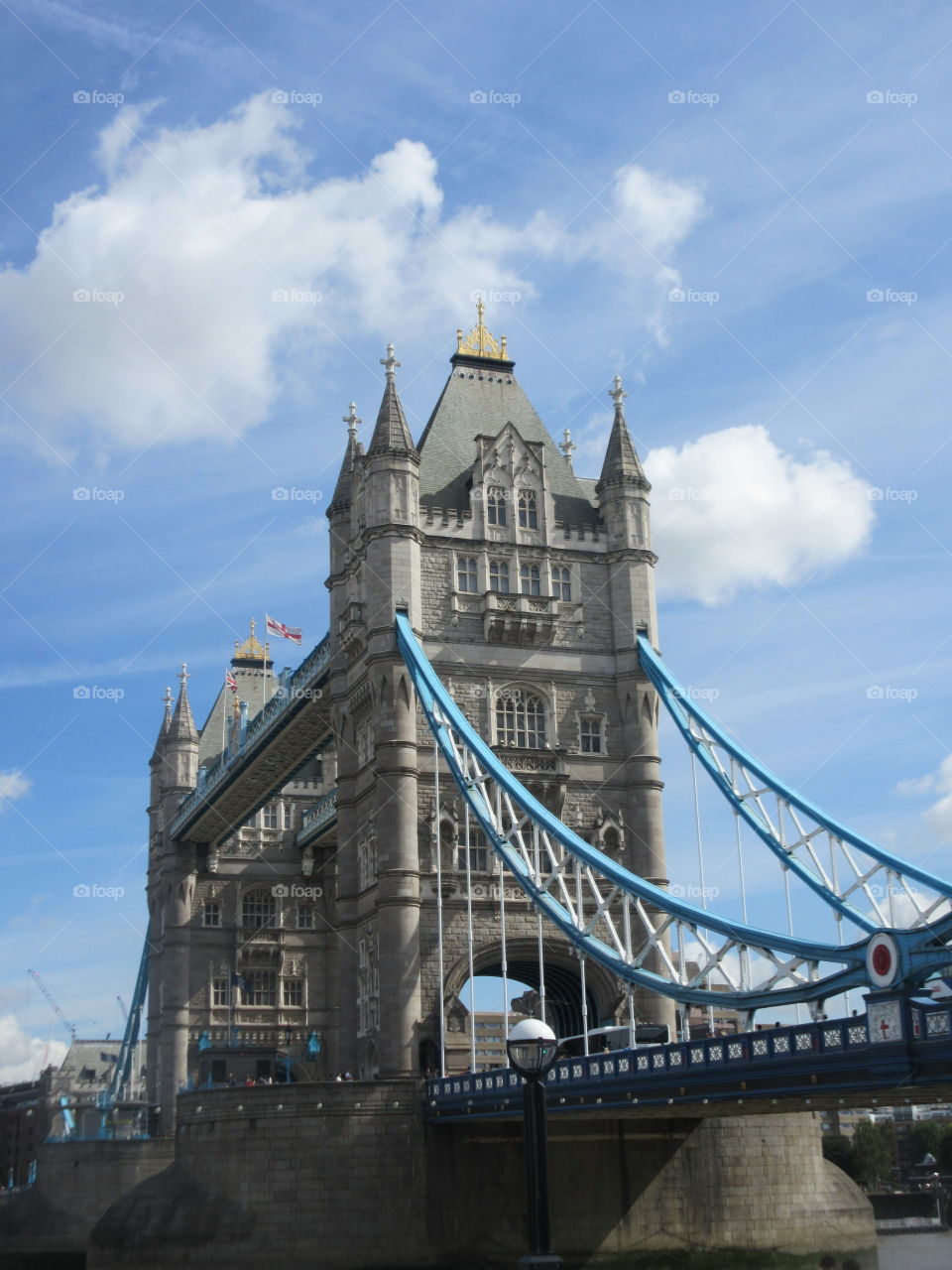 Tower Bridge with blue sky and a few clouds 