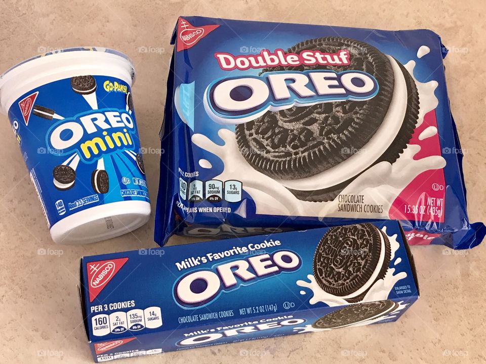 Oreo mini double stuf cookies in package flat lay