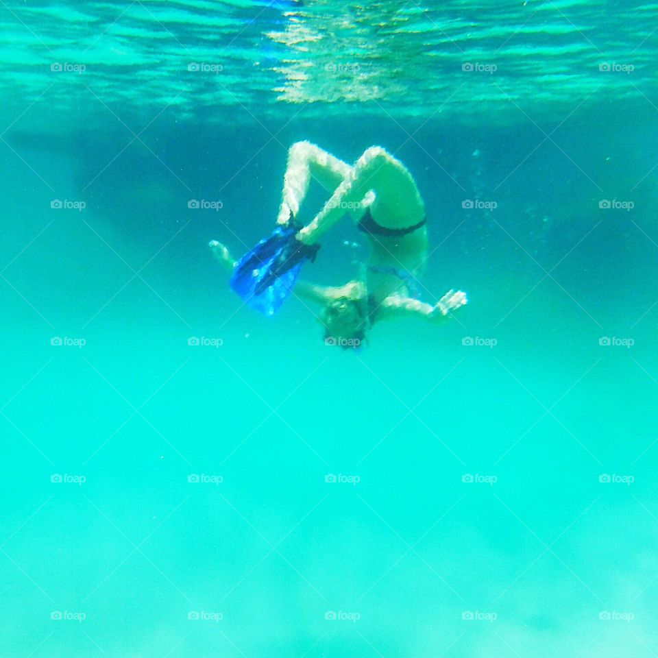 Underwater back flips. 