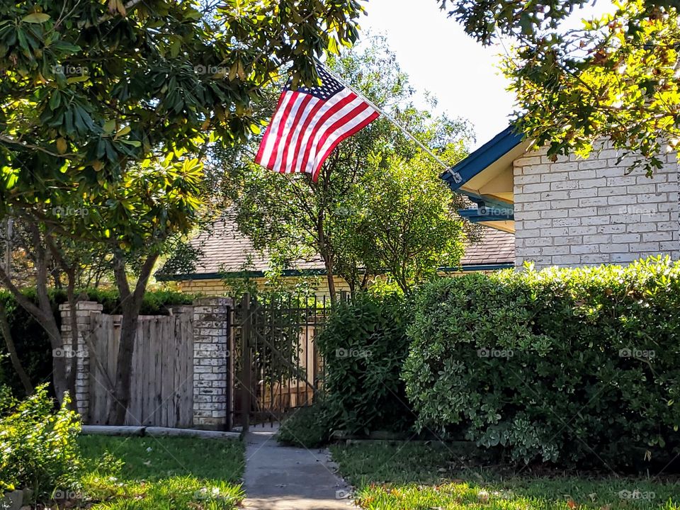 American flag on a residential home