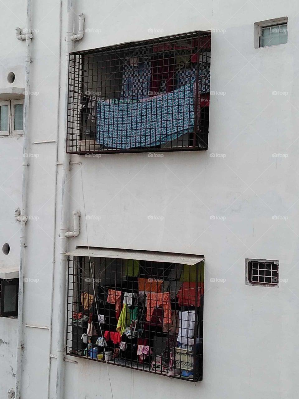clothes dried out in a balcony