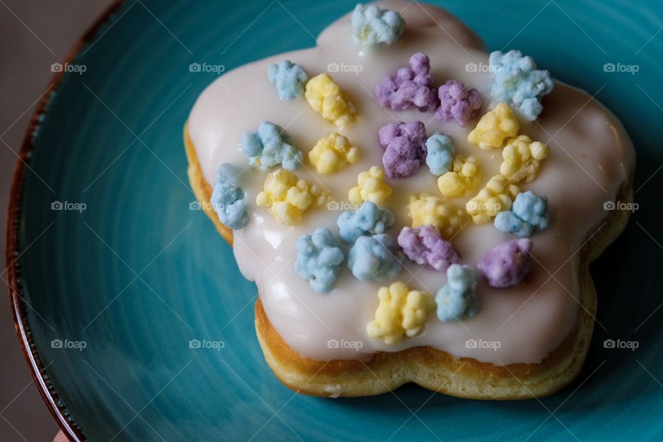 Let’s Eat!, Delicious Donut On A Plate, Breakfast Time, Food Photography, Still Life