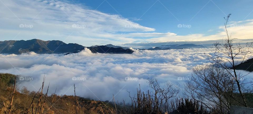 Beautiful mountain natural landscape with sea of clouds