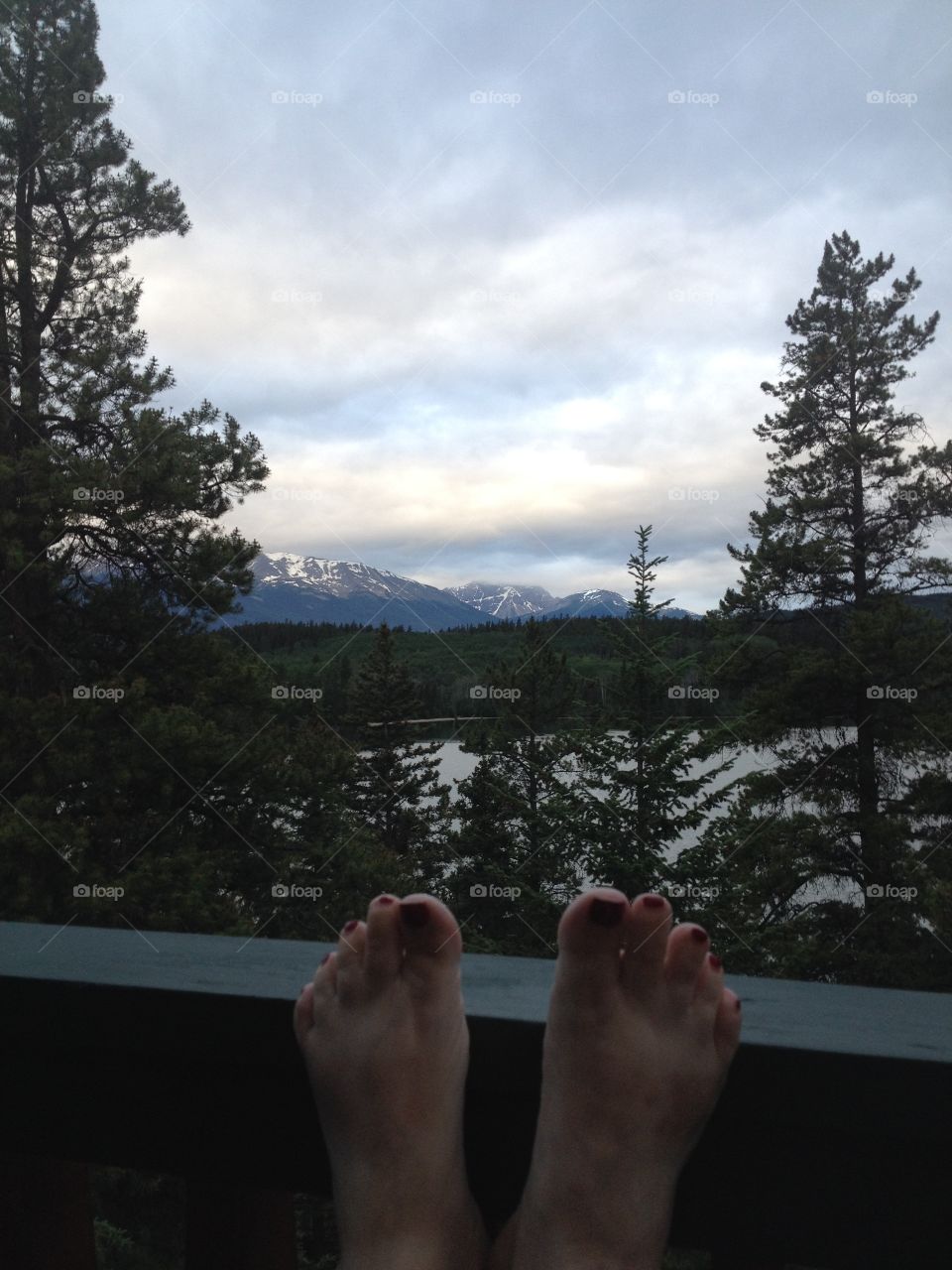 Feet up enjoying the mountains 
