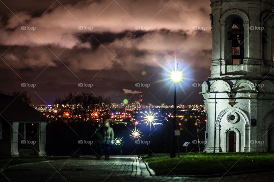 Moscow architecture at night