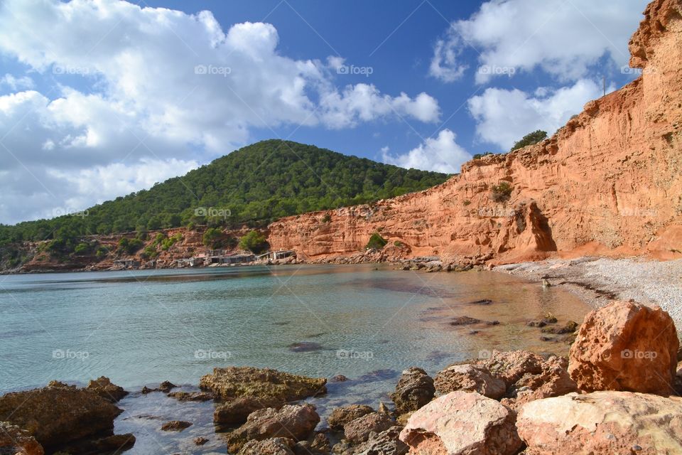 Sa Caleta beach in Ibiza. Landscape of Sa Caleta beach in Ibiza, Spain