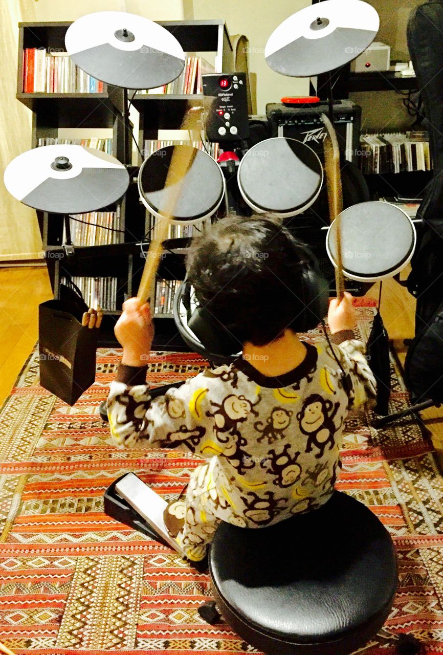 Playing the drums 
