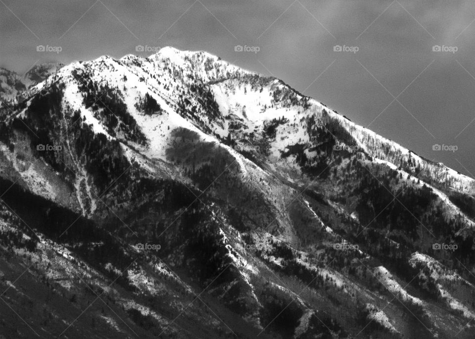 Ansel Adams style mountain landscape