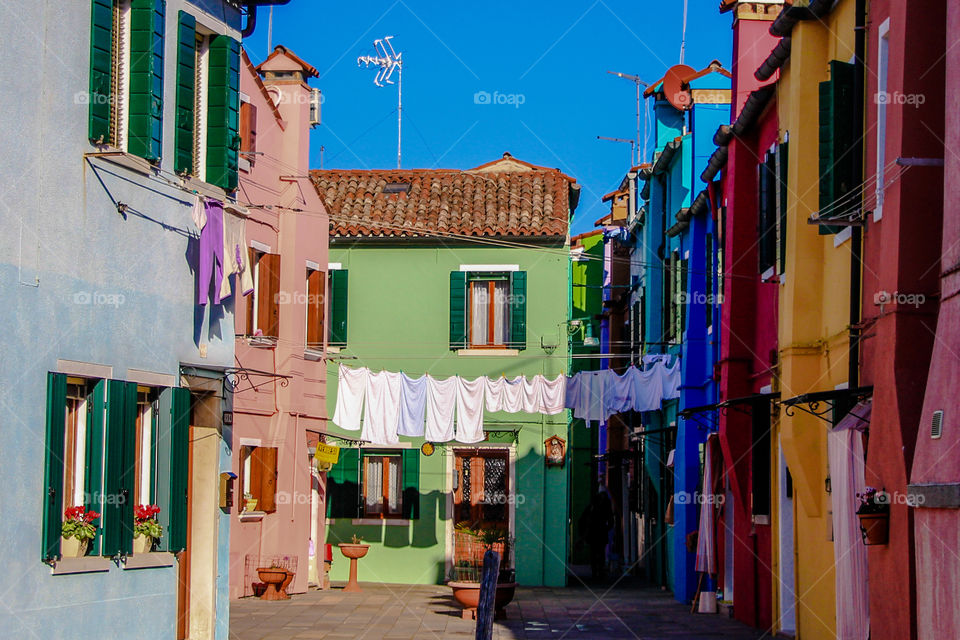Colorful buildings in Venice, Italy