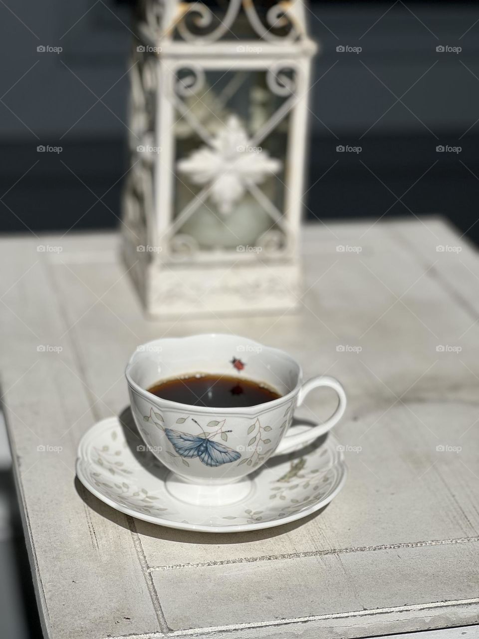 My morning coffee on the porch. 