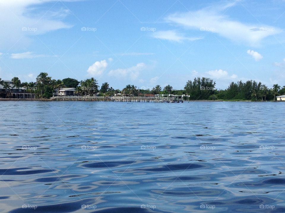 Long pier on coastline