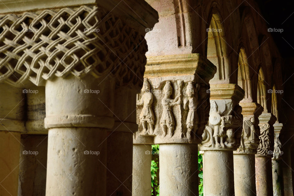 Cloister of Colegiata de Santa Juliana in Santillana del Mar, Cantabria, Spain.