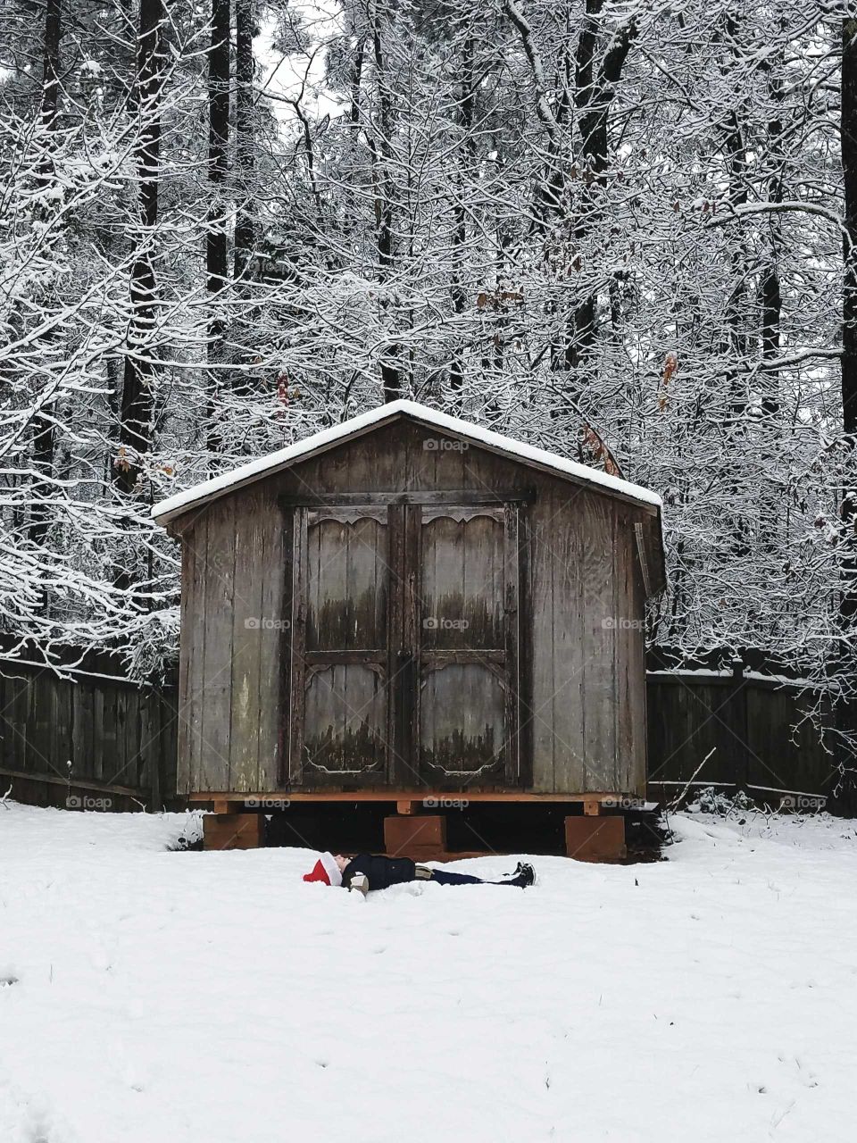Boy and Snow Shed