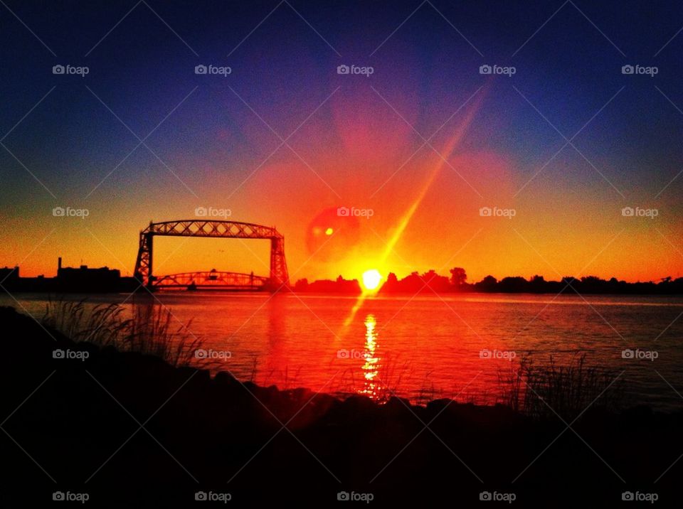 Sunrise over bridge