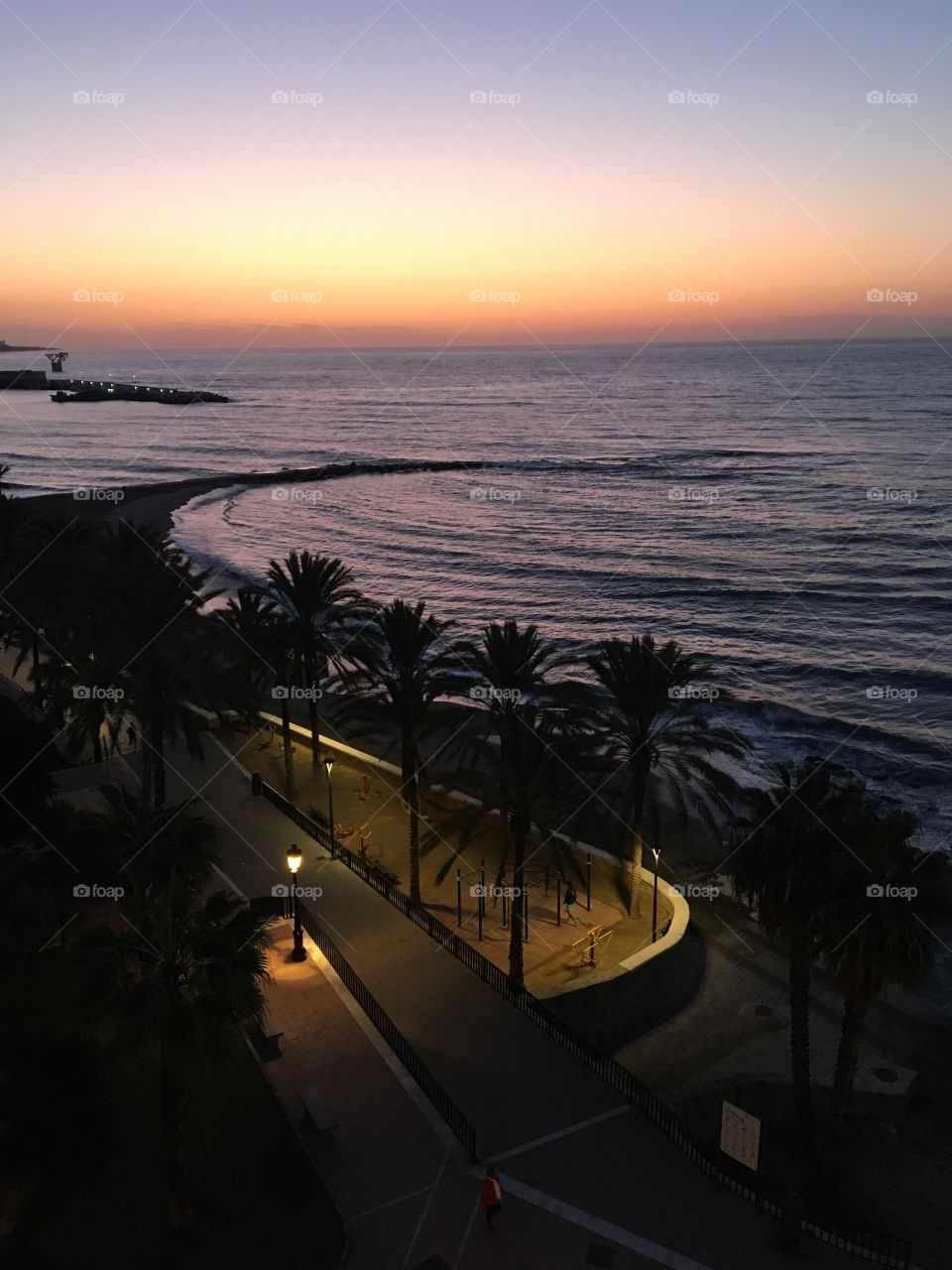 End of magical night on seashore 