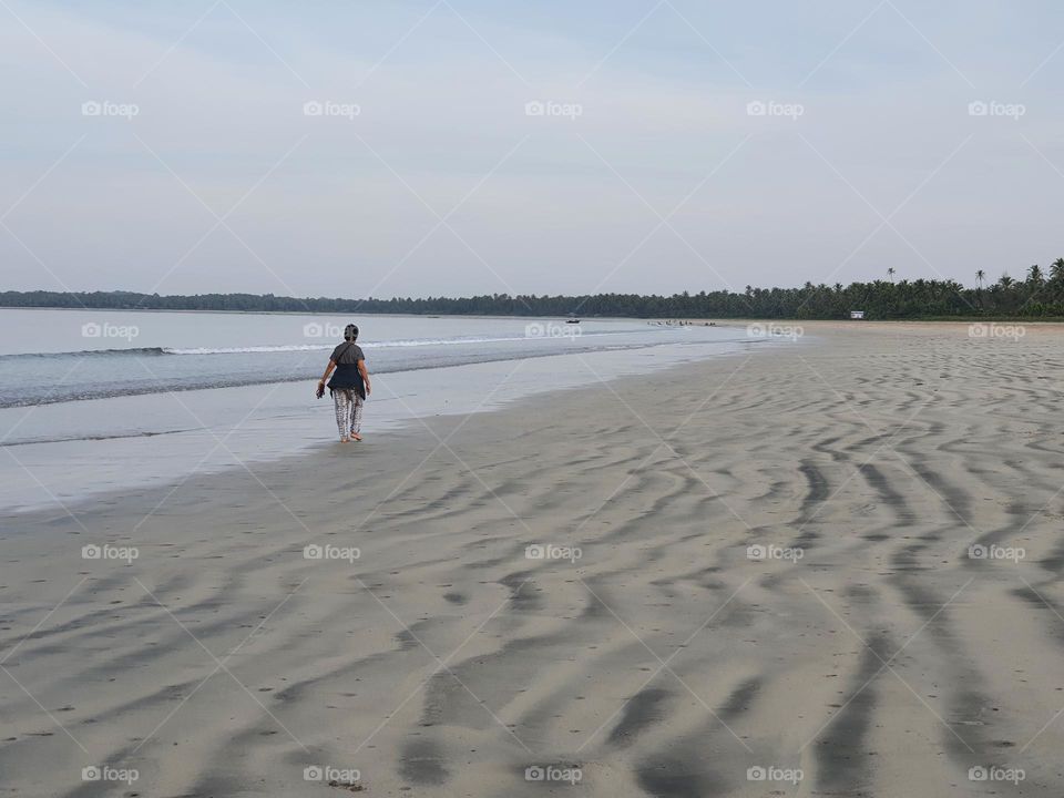 walking at the beach