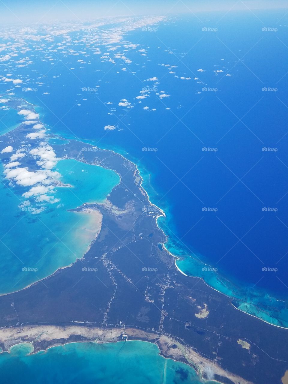 aerial shot over Bahamas