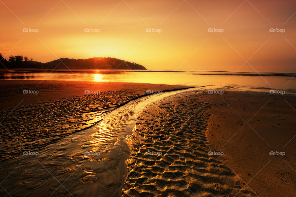 Golden sunset beach