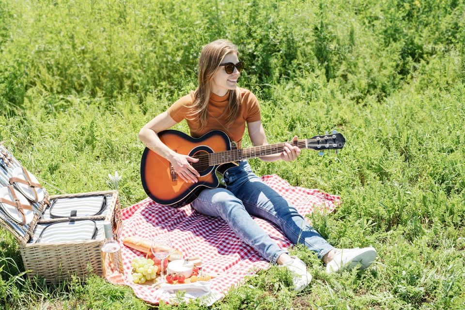 woman playing musical instruments