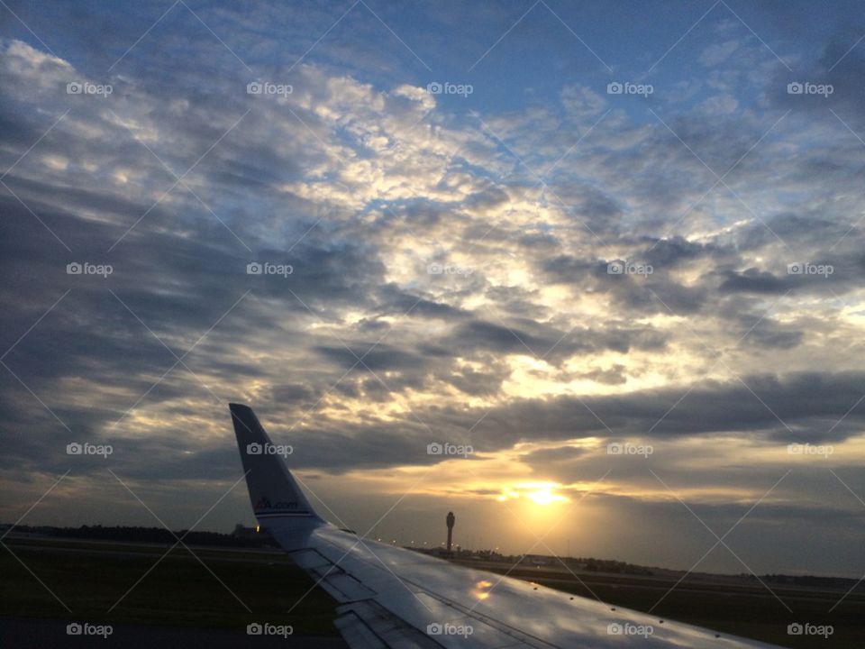 Flying at sunrise