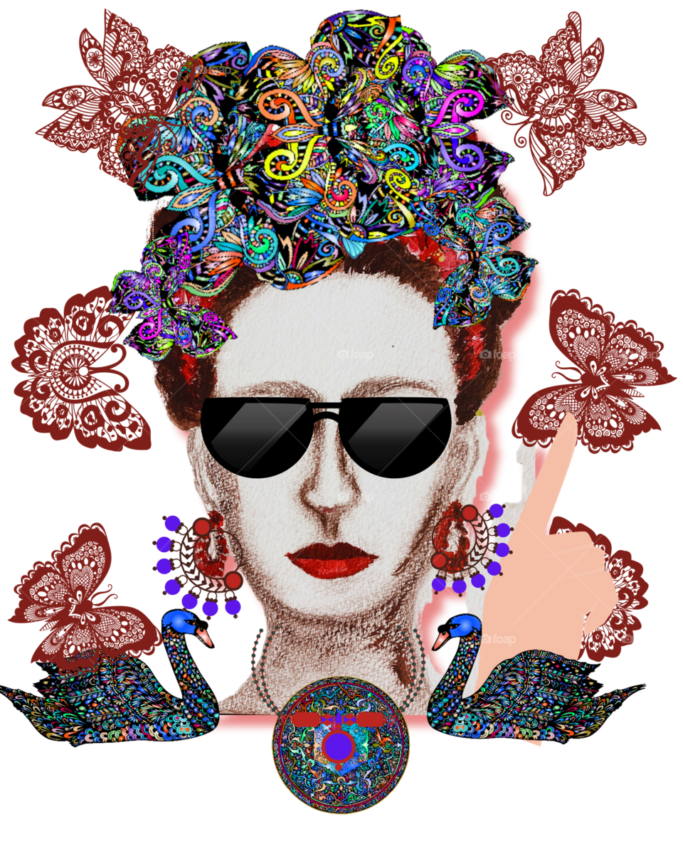Frida diseño original en Canva dibujo hecho a mano y luego retocado en diseño gráfico 