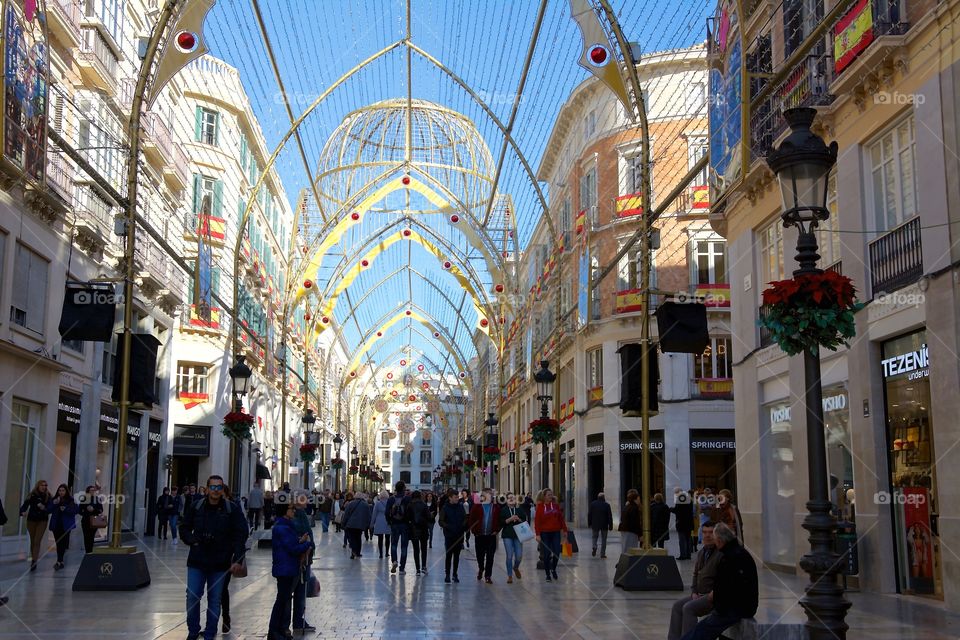 Christmas shopping and Christmas decorations in Malaga, Spain 