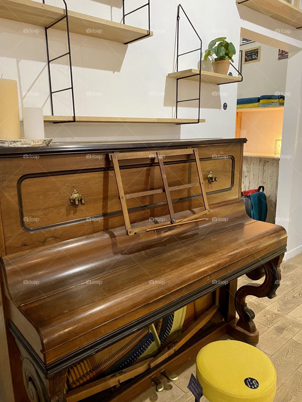 Old wooden upright piano