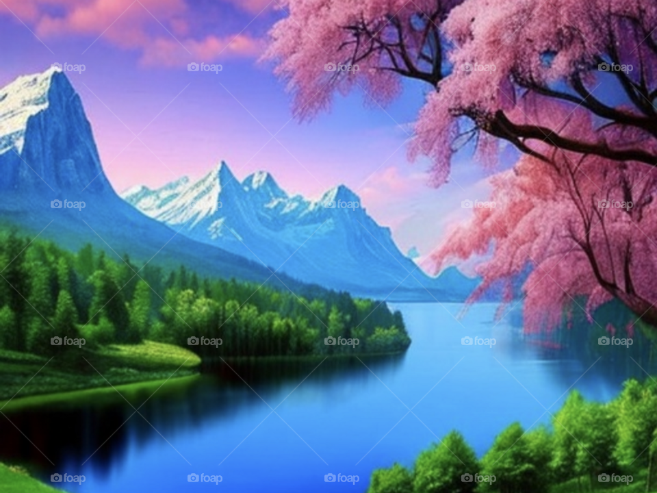 beautiful colourful scenery view with mountain's