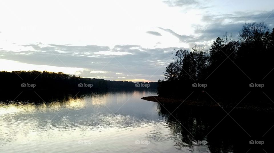 sundown over the lake.