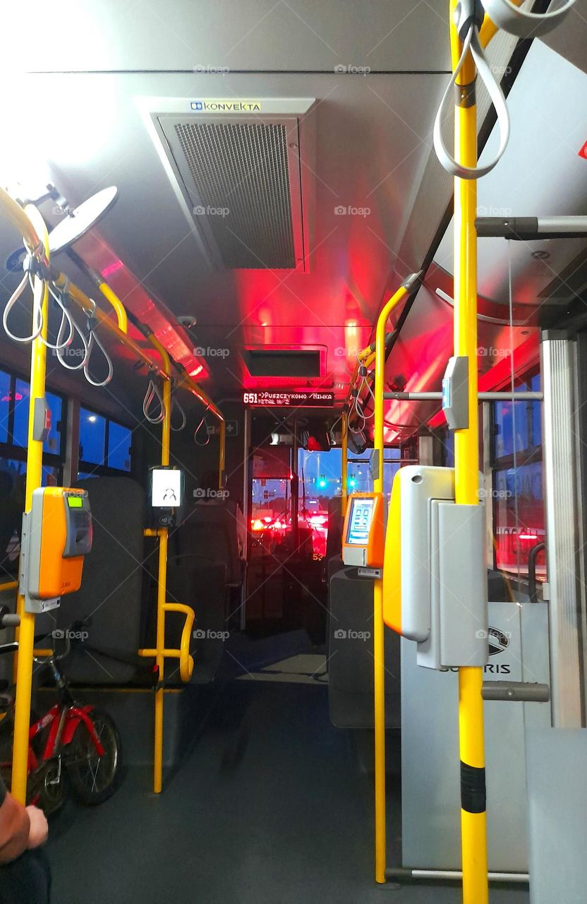 Inside a bus