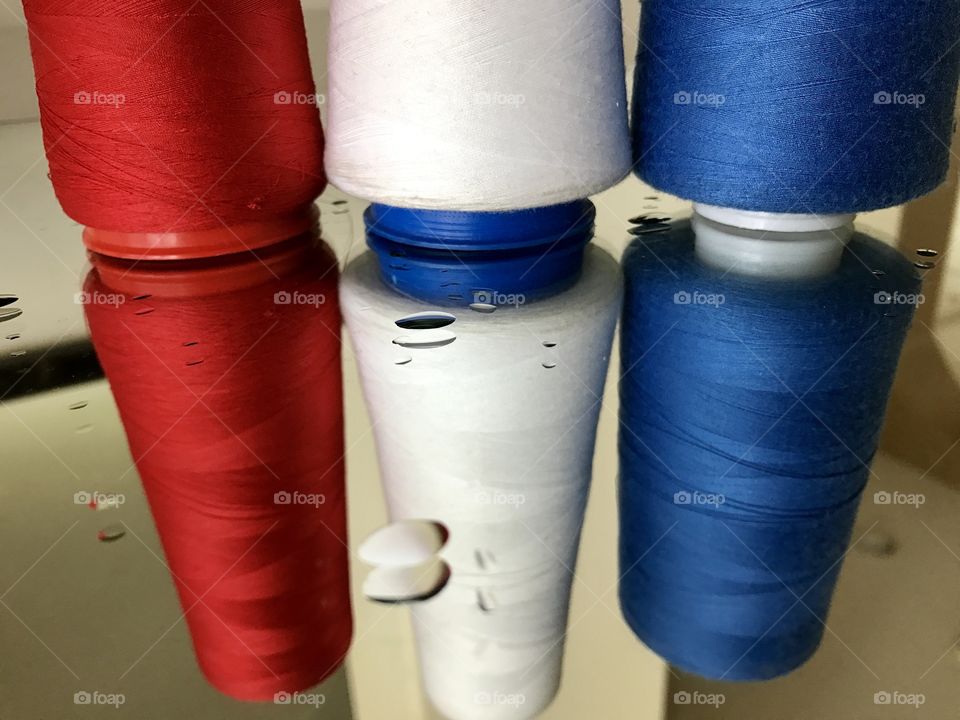Red white and blue threads 