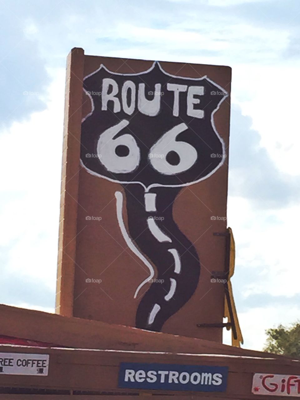 Route66 sign. Route66 sign on the building