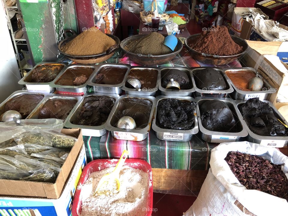 Chocolate paste. Mole a traditional Mexican dish from Puebla has lots of varieties. Here there is from dark chocolate to peanut flavor. 