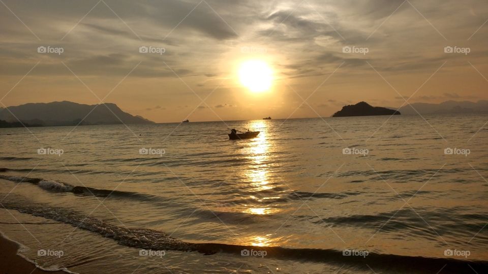 Sunset Near Island Beach