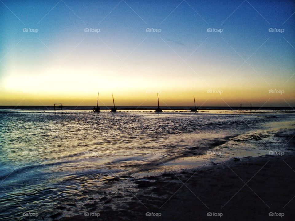 sunset on boats