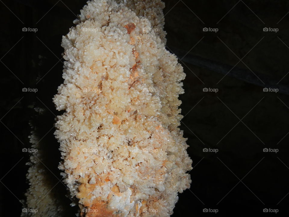 macro of a crystal in a cave